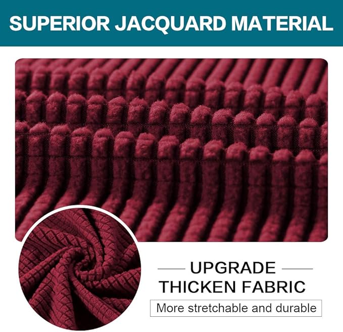 Turquoize 2 Piece Chair Covers Chair Slipcovers for Living Room Armchair Couch Cover Chair Sofa Cover with Individual Cushion Covers Furniture Cover for Chairs Feature Thick Fabric (Chair, Burgundy)