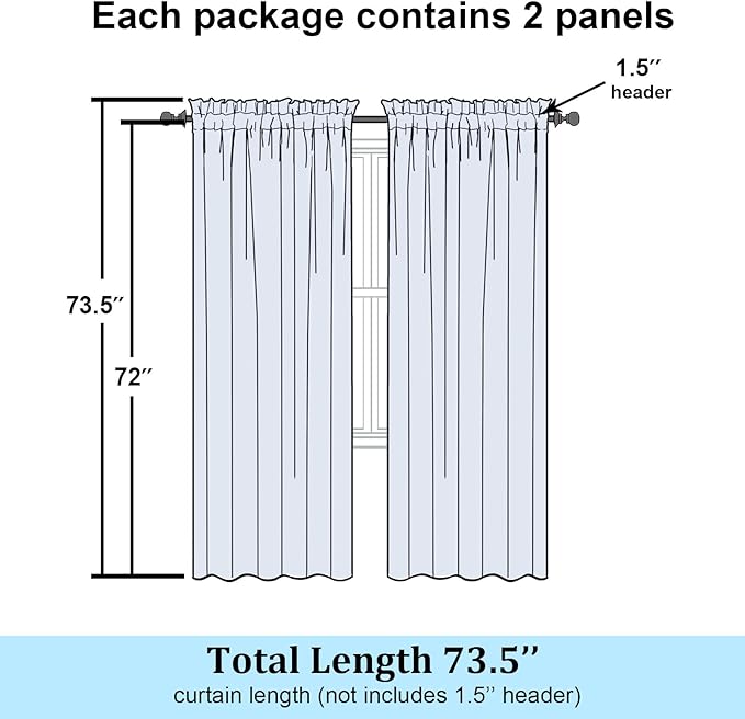 Simplebrand Grey Sheer Curtains 72 Inch Length 2 Panels for Living Room, Light Filtering Geometric Jacquard Clip Textured Rod Pocket Semi Sheer Curtains for Front Back Patio Glass Door，42x72 inch