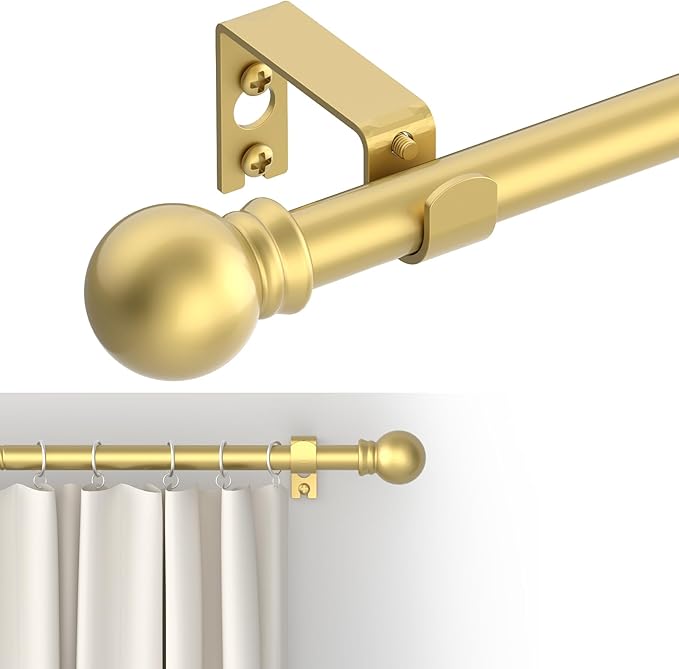 GXOACKJ Curtain Rods for windows 32-48 inch, 5/8 inch Decorative Gold Splicing Heavy Duty Metal Curtain Rod set with Brackets
