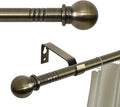 Antique Brass Curtain Rods for Windows 30 to 62 inch, 5/8 inch Brushed Brass Curtain Rod Set with Brackets, Heavy Duty Decorative Drapery Rod for Living Room, Splicing Adjustable Curtain Rod