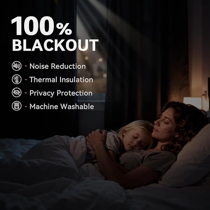 100% Blackout Curtains 63 Inch Length Linen Textured Blackout Curtains for Bedroom Grommet Curtains for Living Room Window Treatment Curtain Drapes(50"W x 63"L, 2 Panels, Beige)