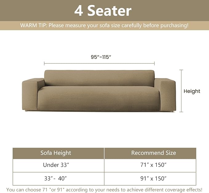 MYSKY HOME Couch Covers for 3 Cushion Couch Sofa, Sectional Couch Cover L Shape Chenille Couch Cushion Covers for Pets, Furniture Protector Cover for Dogs, Kids, 71"X150", Deep Chocolate
