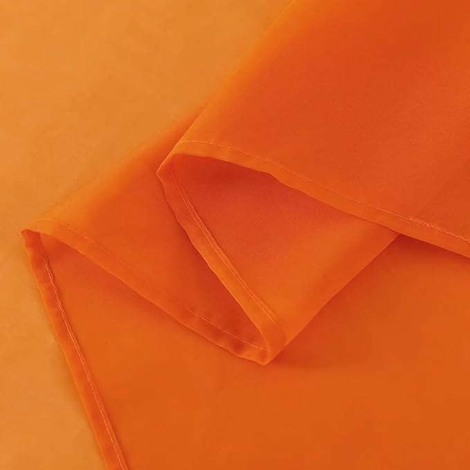 SpaceDresser Orange Sheer Curtains 4 Panels Rod Pocket Semi-Sheer Curtain 90 Inches Long Light Filtering Voile Window Drapes for Bedroom Living Room Kitchen, Each 52W x 90L