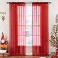 MIULEE 2 Panels Red Solid Color Sheer Christmas Window Curtains Elegant Window Voile Panels/Drapes/Treatment for Bedroom Living Room (54X63 Inches)