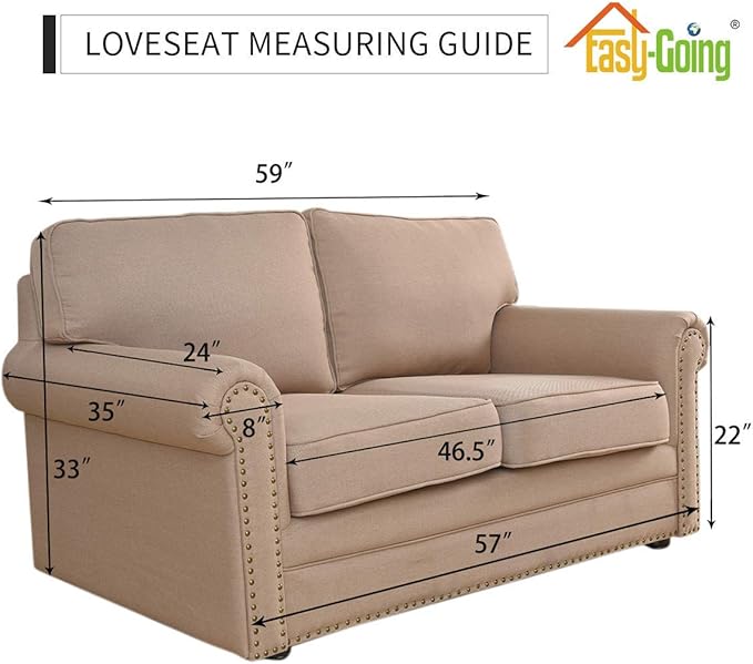 Easy-Going Reversible Loveseat Couch Cover for 2 Cushion Couch Sofa Cover for Dogs Water Resistant Furniture Protector with Foam Sticks Elastic Straps for Pet (Loveseat, Light Gray/Light Gray)