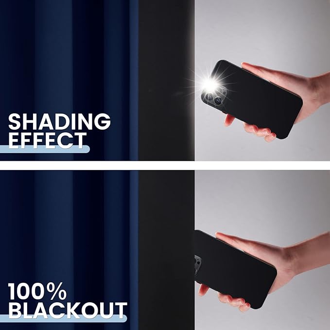 SimpleHome 100% Blackout Curtains for Bedroom,Thermal Insulated Grommet Window Drapes Room Darkening Navy Blue Curtains for Living Room with Black Back,52 x 96 Inch,2 Panels