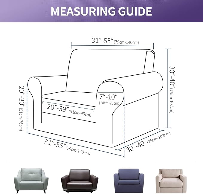 Joccun Stretch Chair Couch Cover,1-Piece Sofa Slipcover Spandex Jacquard Fabric Sofa Covers with Elastic Bottom,Washable Furniture Protector for Dogs,Cats,Kids(Armchair,Ruby)
