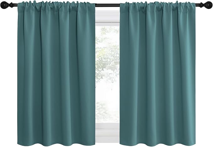 NICETOWN Blackout Curtains for RV Windows, Sea Teal, 29" by 20", 2 Panels, Room Darkening Window Curtain Panels, Easy-Care Solid Thermal Insulated Draperies/Drapes for Daughter Room