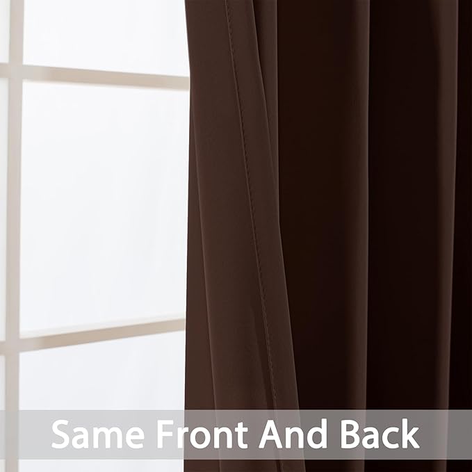 Yakamok Premium Room Darkening Thermal Insulated Curtains for Bedroom/Living Room - Classic Grommet Top (2 Panels, Chocolate Brown, 38 Inch by 84 Inch)