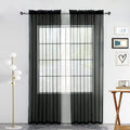 SpaceDresser Sheer Voile Window Treatment Rod Pocket Curtain Panels for Kitchen Bedroom Living Room Drapes Sunlight Filtering Privacy Semi Home Decor Assorted (Black, 52 W x 90 L)