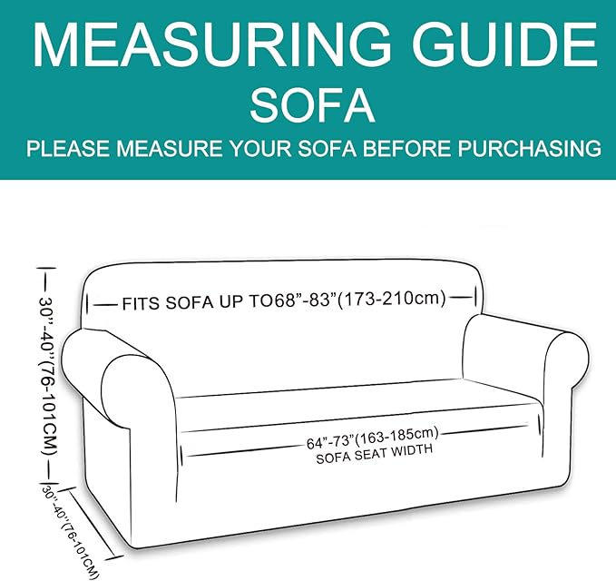 U-NICE HOME Stretch Couch Cover Sofa Cover Washable Sofa Slipcover Furniture Protector for 3 Cushion Couch Sofa Pet Friendly(Sofa, Grey)