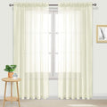 DWCN Ivory Sheer Curtains Semi Transparent Voile Rod Pocket Curtains for Bedroom and Living Room, 70 x 84 inches Long, Set of 2 Panels