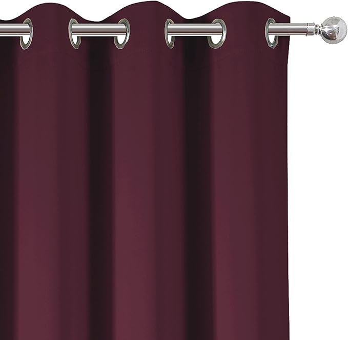 LEMOMO Blackout Curtains 66 x 95 inch/Burgundy Red Curtains Set of 2 Panels/Thermal Insulated Room Darkening Bedroom Curtains