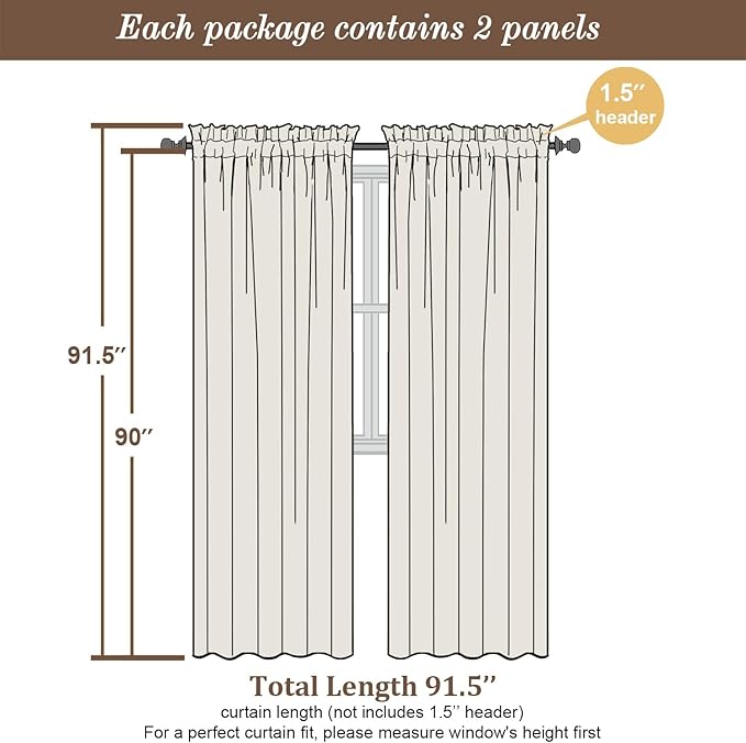 Chyhomenyc White Sheer Curtains 90 Inch Length 2 Panels Set, Light Filtering Tufted Textured Soft Airy Rod Pocket Gentle Leaf Window Treatment Drapes for Bedroom Living Room, 42" Wx90 L, 2PCS