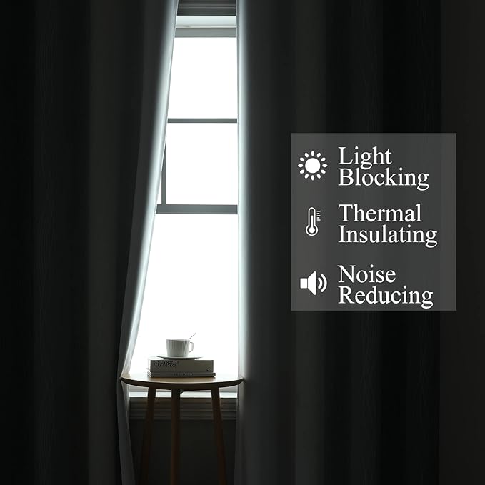 Estelar Textiler Full Room Darkening Greyish White and Grey Blackout Curtains 84 Inch Length 2 Panels Set, Ombre Thermal Insulated Full Light Blocking Grommet Gray Blackout Drapes for Bedroom, 42Wx84L