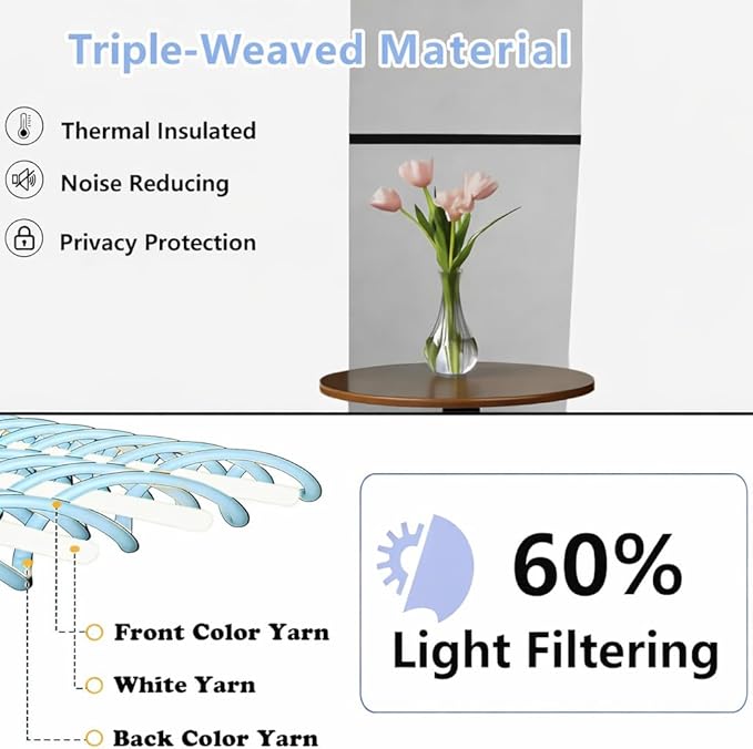 Simplebrand Ava Light Beige Short Light Filtering Curtains for Bedroom 45 Inches Long 2 Panels Set, Solid Thermal Insulated, Energy Saving Window Treatment Curtains Light Filtering, W40 x L45 Inch