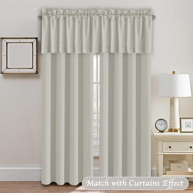 H.VERSAILTEX 4 Panels Blackout Valances for Small Windows Thermal Insulated Short Curtains Privacy Decorative Rod Pocket Shade for Kitchen/Living Room/Cafe/Bathroom/Laundry,52" W x 18" L,Pale Oak