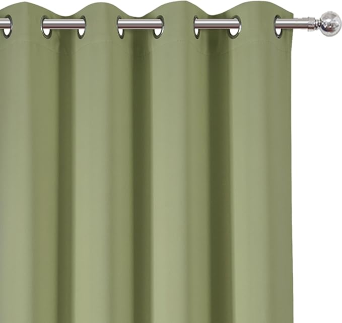 LEMOMO Sage Green Thermal Blackout Curtains/52 x 45 Inch/Set of 2 Panels Room Darkening Curtains