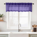 Purple Valances for Windows 14 inch Length 2 Panels Set, Small Voile Sheer Curtains for Bathroom, Soft Fabric Lightweight Light Filtering Kitchen Curtains, Dual Rod Pocket, 2x42Wx14L Inches