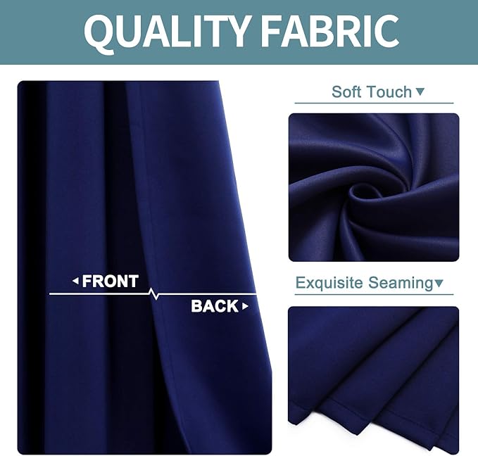 ChrisDowa Small Window Curtains for Kitchen and Bedroom - Grommet Short Thermal Insulated Room Darkening Curtains (2 Panels, Navy Blue, 52 x 36 Inch)