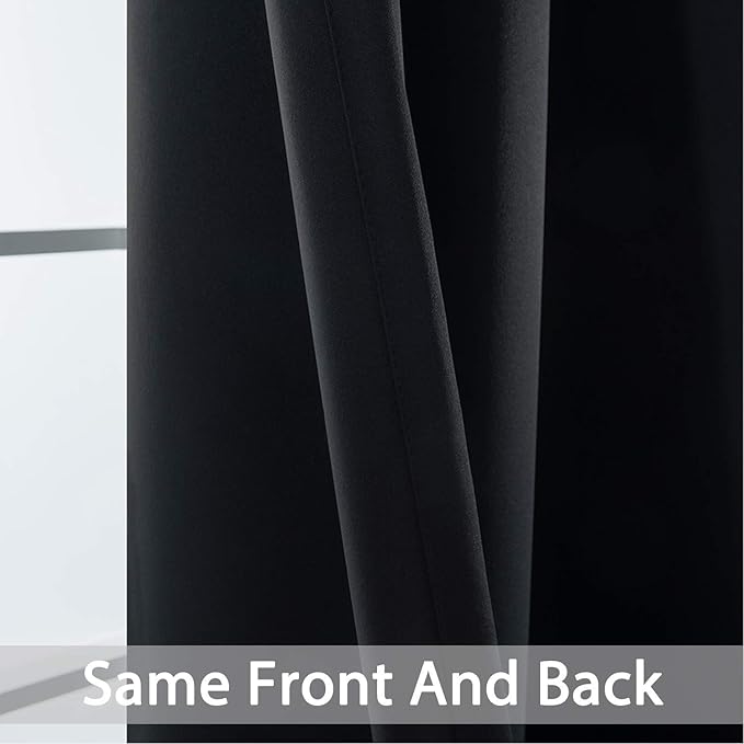 Yakamok Blackout Sliding Glass Door Curtains, Thermal Insulated Window Treatment Drapes for Patio Doors, Grommet Extra Wide Curtain Panels for Living Room, Bedroom (1 Panel, Black, 100W x 96L)