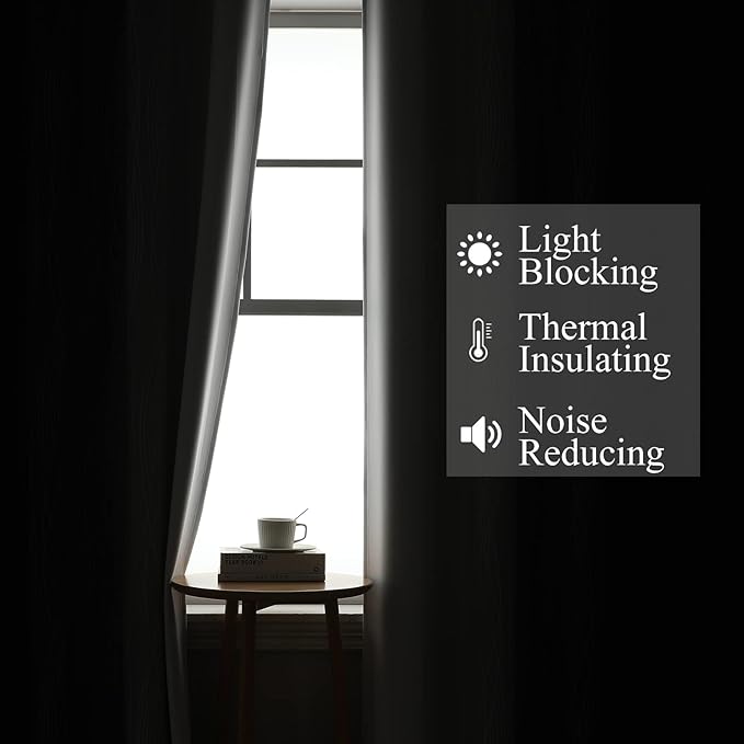 Estelar Textiler Thermal Insulated Blackout Curtains for Living Room, Ombre Black and Greyish White Blackout Drapes, Gradient Full Light Blocking Energy Saving Curtains for Bedroom, 42Wx84L, 2 Panels