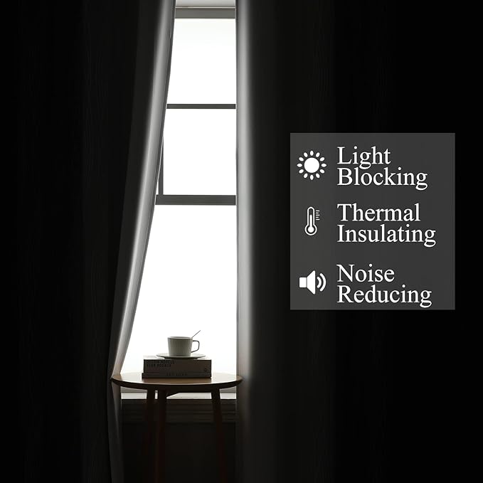Estelar Textiler Full Room Darkening Blackout Curtains 72 Inch Length 2 Panels Set, Ombre Greyish White and Black Thermal Insulated Full Light Blocking Grommet Blackout Drapes for Bedroom, 42Wx72L
