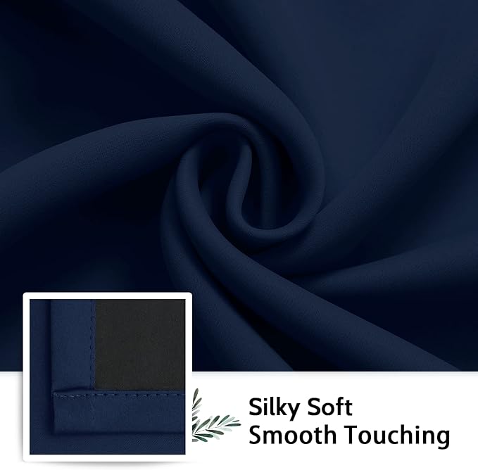 SimpleHome 100% Blackout Curtains for Bedroom,Thermal Insulated Grommet Window Drapes Room Darkening Navy Blue Curtains for Living Room with Black Back,52 x 96 Inch,2 Panels