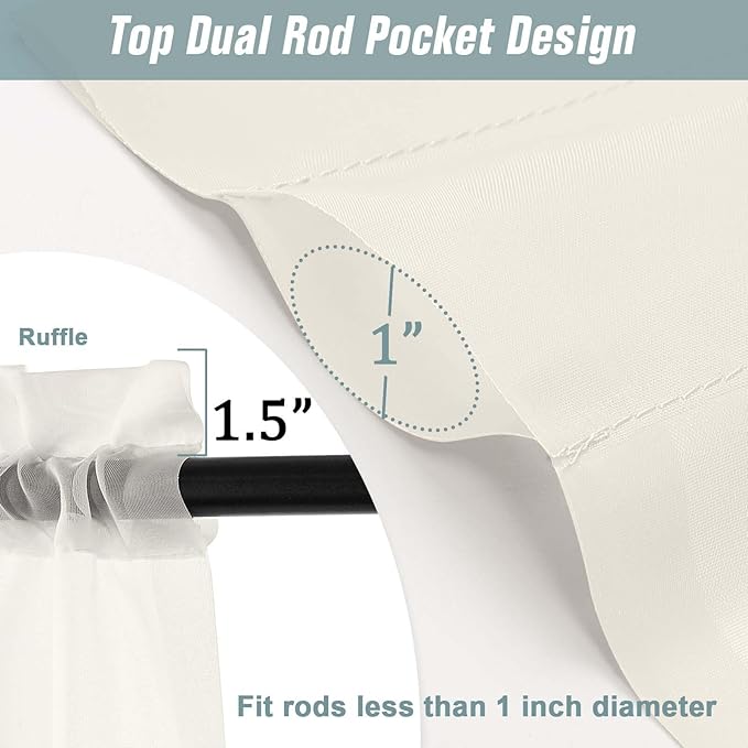 Ivory Sheer Curtains 84 Inches Long 2 Panels, Elegant Airy Transparent Light Filtering Window Curtains, Window Drapes for Living Room Bedroom, Top Dual Rod Pocket Design, 2x42Wx84L Inches