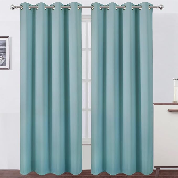 LEMOMO Stone Blue Thermal Blackout Curtains/52 x 95 Inch/Set of 2 Panels Room Darkening Curtains for Bedroom
