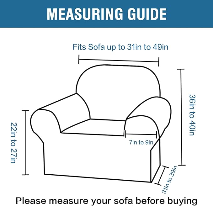 H.VERSAILTEX Stretch Velvet Armchair Cover Couch Covers 1 Cushion Chair Slipcover for Living Room Furniture Cover Crafted from Thick Comfy Rich Velour (Chair 31"-49", Burgundy)
