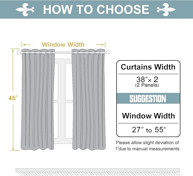 ChrisDowa Grommet Room Darkening Curtains for Bedroom and Living Room - 2 Panels Set Thermal Insulated Blackout Curtains (Greyish White, 38W x 45L)
