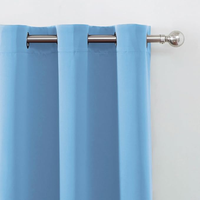 LEMOMO Blackout Curtains 66 x 54 Inch Long Sky Blue Curtains Set of 2 Panels Room Darkening Curtains for Bedroom and Living Room