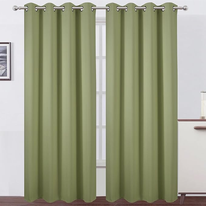 LEMOMO Sage Green Thermal Blackout Curtains/52 x 95 Inch/Set of 2 Panels Room Darkening Curtains for Bedroom