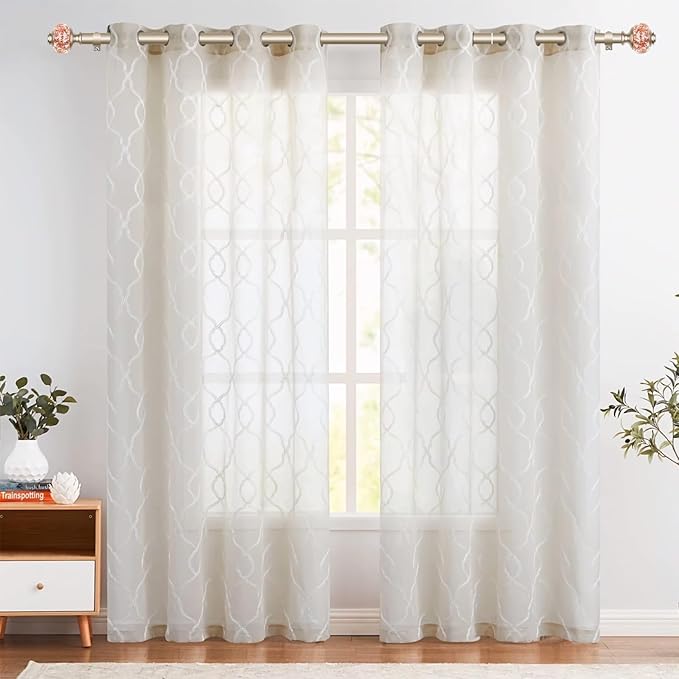 Curtain Rods for Windows 48 to 84 Inch, USFOOK 7/8 Inch Rose Gold Curtain Rod 32 to 86 Inch, Telescoping Splicing Drapery Rods with Decorative Translucent Finials