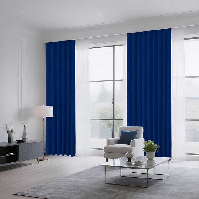 CUCRAF Royal Blue Blackout Curtains 54 inch Length 2 Panels Set, Rod Pocket Room Darkening Drapes for Bedroom Living Room, Insulated Thermal Light Blocking Window Curtain (W52 x L54 Inch)