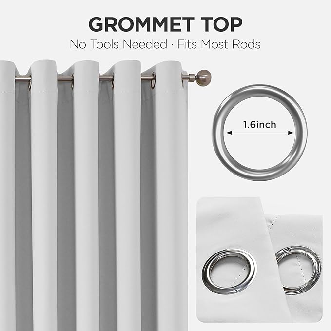 Joydeco Blackout Door Curtain for Doorway Privacy 90 Inches Long, Grommet Closet Curtain for Open Closet, Room Divider for Bedroom Living Room (Greyish White 52Wx90L, 1 Panel)