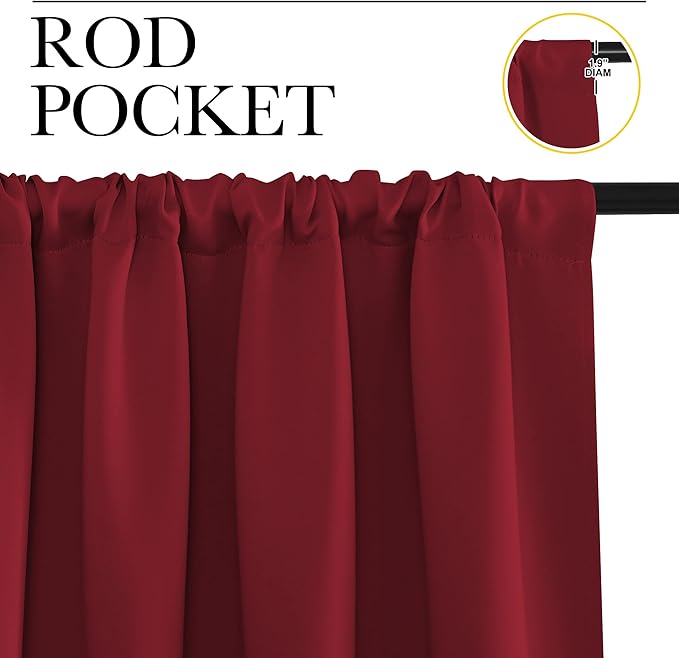 NICETOWN 40inch Curtains for Small Windows, Thermal Insulated Privacy Short Drapes for Kitchen Bathroom (Set of 2, Burgundy Red, 29" Wide)