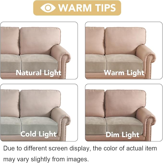 H.VERSAILTEX Velvet Stretch Couch Cushion Cover Plush Cushion Slipcover for Chair Loveseat Sofa Cushion Furniture Protector Seat Cushion Sofa Cover (2 Piece Large Sofa Cushion Covers, French Oak)
