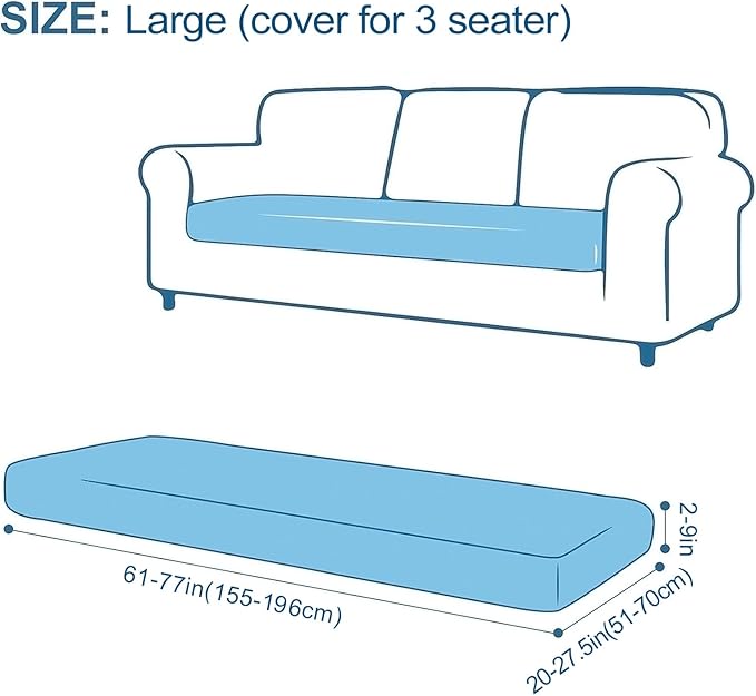 Smiry Printed Couch Cushion Covers, Stretch Soft Couch Covers for Sofa, Washable Non-Slip Sofa Slipcover Furniture Protector for Indoor and Outdoor (Large, Black)