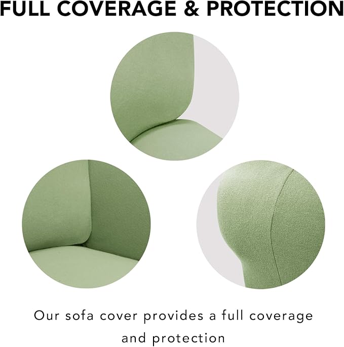 PureFit Super Stretch Sofa Slipcover – Spandex Non Slip Soft Couch Sofa Cover, Washable Furniture Protector with Non Skid Foam and Elastic Bottom for Kids, Pets （Oversized Sofa, Sage Green）