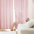 HOMEIDEAS Non-See-Through Light Pink Privacy Sheer Curtains, 52 X 45 Inches Long 2 Panels Sheer Curtains Light Filtering Window Drapes for Bedroom Living Room