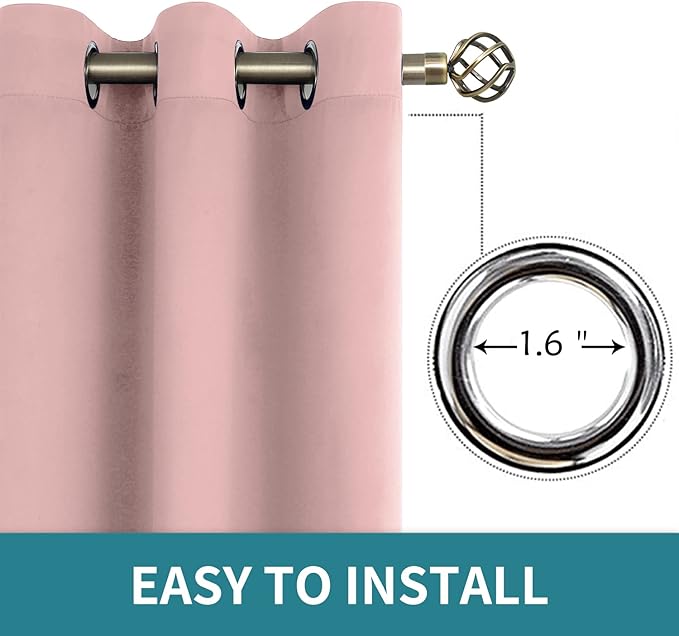 BGment Room Darkening Curtains 95 Inches Long - Grommet Thermal Insulated Drapes Window Treatment Curtains for Bedroom, 2 Panels, 52 x 95 Inch, Baby Pink