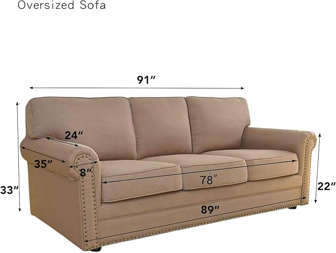Easy-Going Stretch Oversized Sofa Slipcover 1-Piece Sofa Cover Furniture Protector Couch Soft with Elastic Bottom for Kids, Polyester Spandex Jacquard Fabric Small Checks Greyish Green