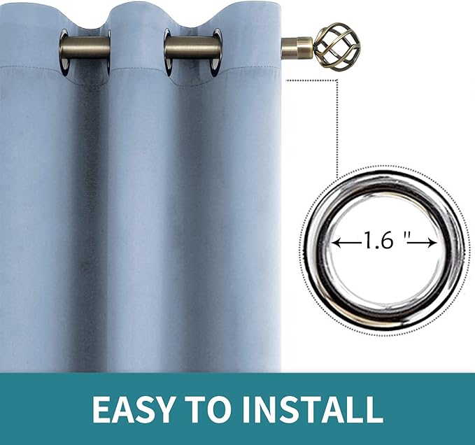 BGment Blackout Curtains for Living Room - Grommet Thermal Insulated Room Darkening Curtains for Bedroom, 2 Panels of 52 x 95 Inch, Spa Blue