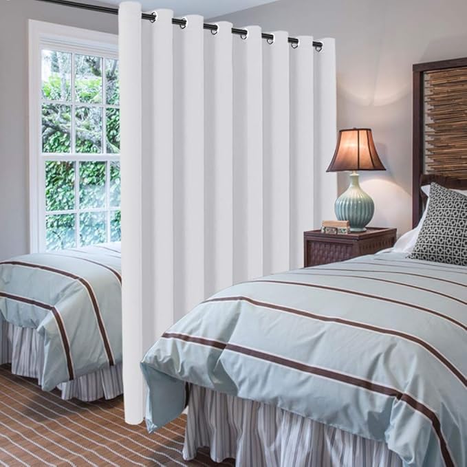 H.VERSAILTEX Patio White Curtains 100x84 Inches for Sliding Door Extral Wide Blackout Curtain Panels Thermal Insulated Room Divider - Grommet Top, 7' Tall by 8.5' Wide