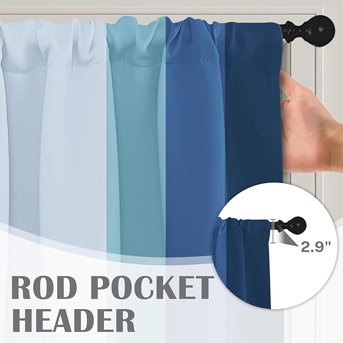 Emvency 2 Pack Valances Window Treatments, Striped Blue Coastal Nautical Modern Navy Drapes Adjustable Curtain for Windows Living Room Kitchen Over Sink, 52x18 Inch Rod Pocket Valances