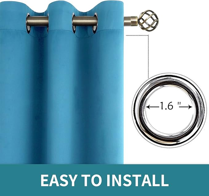 BGment Blackout Curtains - Grommet Thermal Insulated Room Darkening Bedroom and Living Room Curtains, Set of 2 Panels (42 x 63 Inch, Steel Blue)