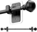 ENJOYBASICS No Drill Curtain Rods for Window 28 to 60 Inches, 5/8 Inch Diameter Renter Friendly Drapery Rod with Adhesive Brackets without Drilling, Adjustable from 27 to 65 Inches, Black