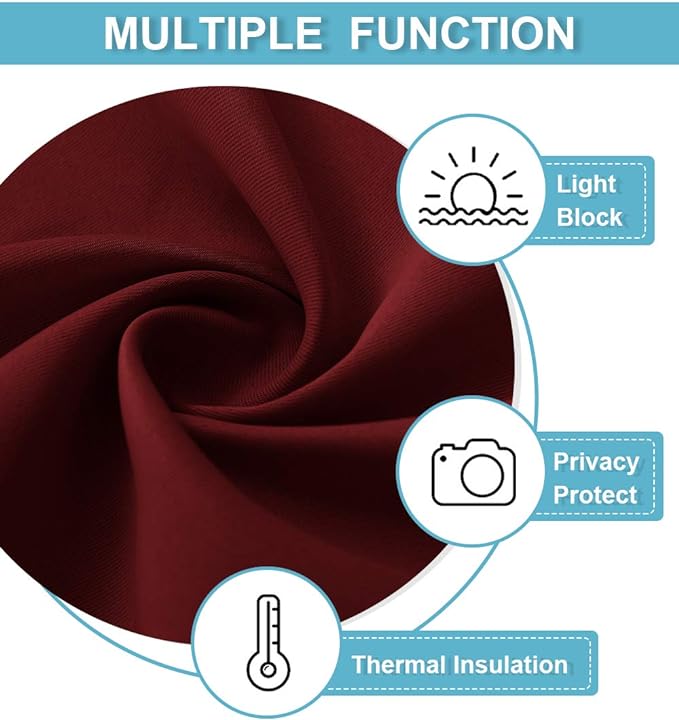 RYB HOME 54 inch Blackout Curtains for Living Room, Rod Pocket Thermal Insulated Small Window Drapes Room Darkening Shades for Bedroom Studio Dorm, W 42 x L 54 inch, Set of 2 Panels, Burgundy Red